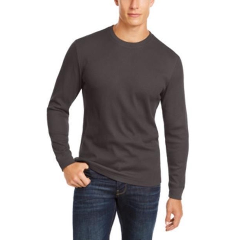 Club Room Men's Thermal Crewneck Shirt Dark Lead Small