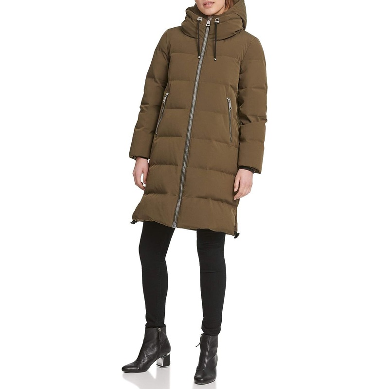 DKNY Women's Down Puffer Parka Coat Loden Green XL
