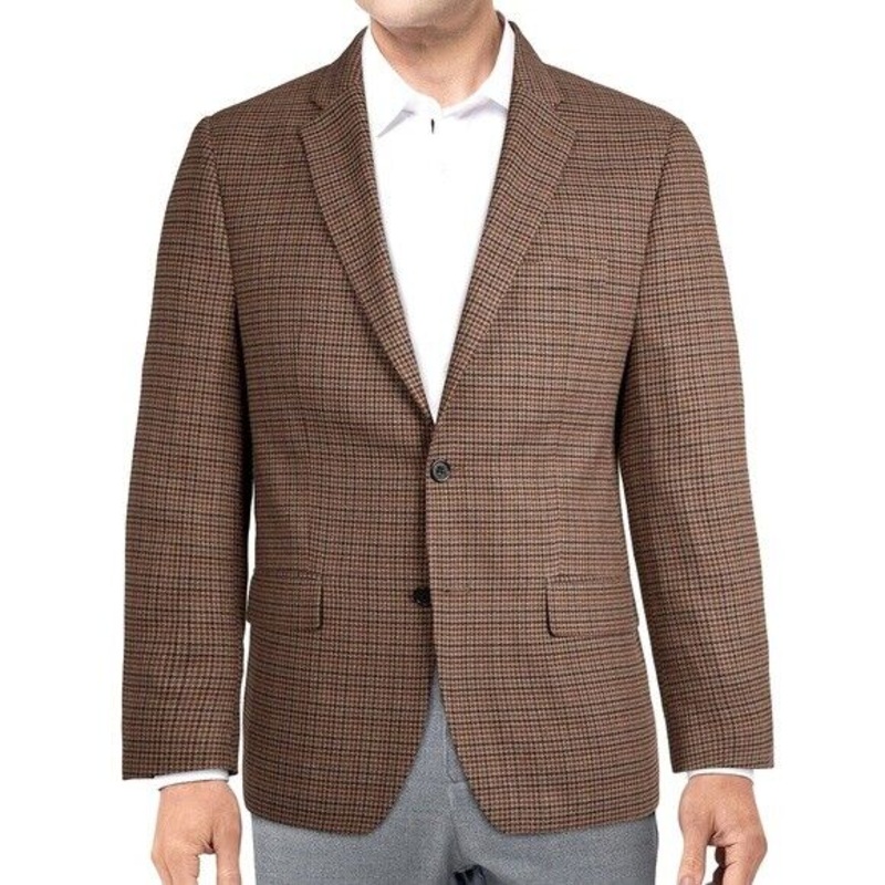 Lauren Ralph Lauren Classic Fit Stretch Sport Coat 43R Brown Houndstooth