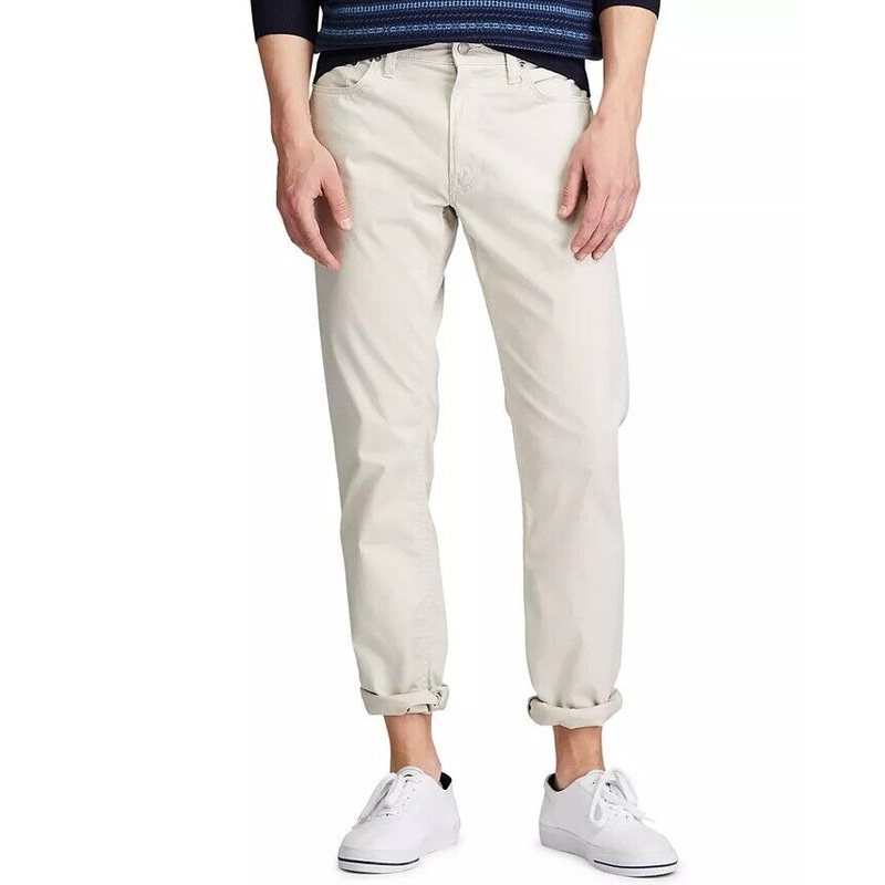 POLO RALPH LAUREN Men's Varick Slim Straight Jeans 42 x 32 Light Grey