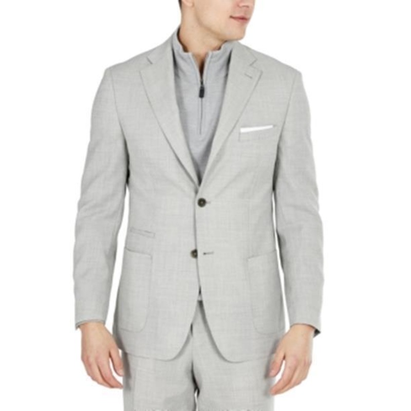 Tallia Mens Slim Fit Suit Jacket Sport Coat 46R Light Grey Wool