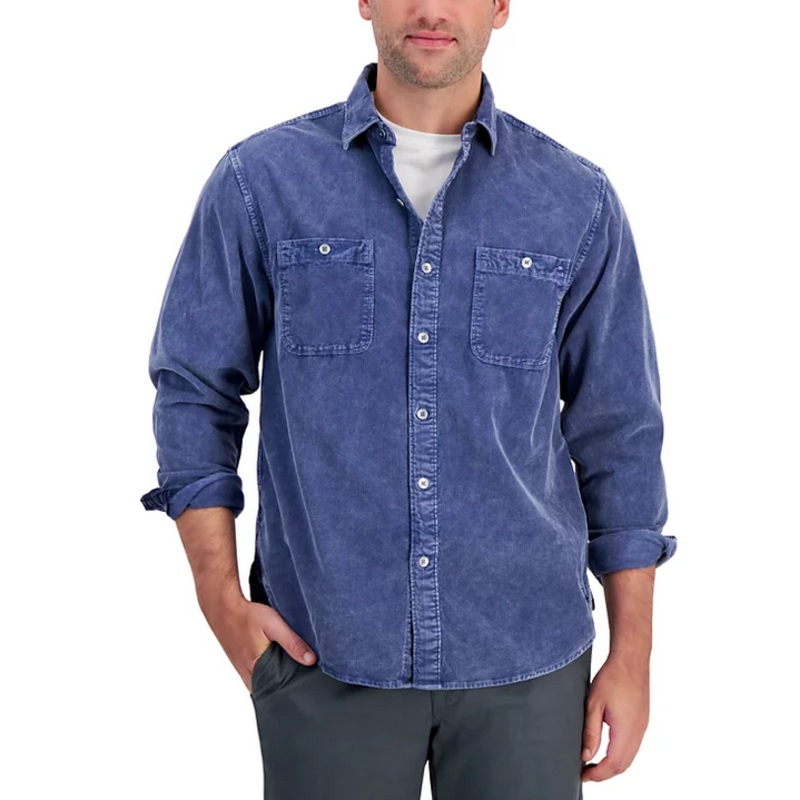 Tommy Bahama Men's Coastline Corduroy Button Down Shirt Blue 2XL