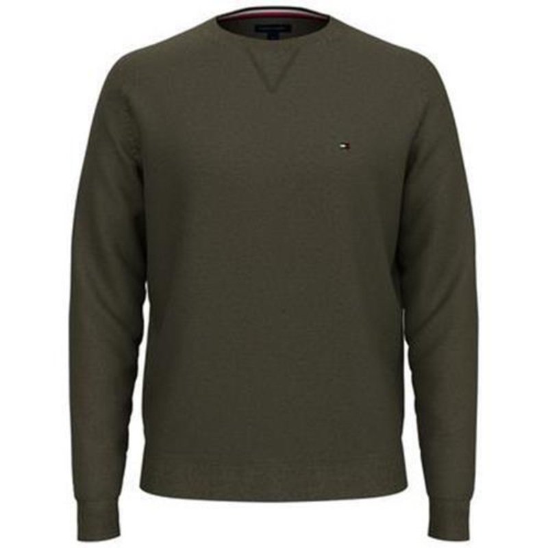 Tommy Hilfiger Mens Crewneck Casual Pullover Sweater Army Green Small