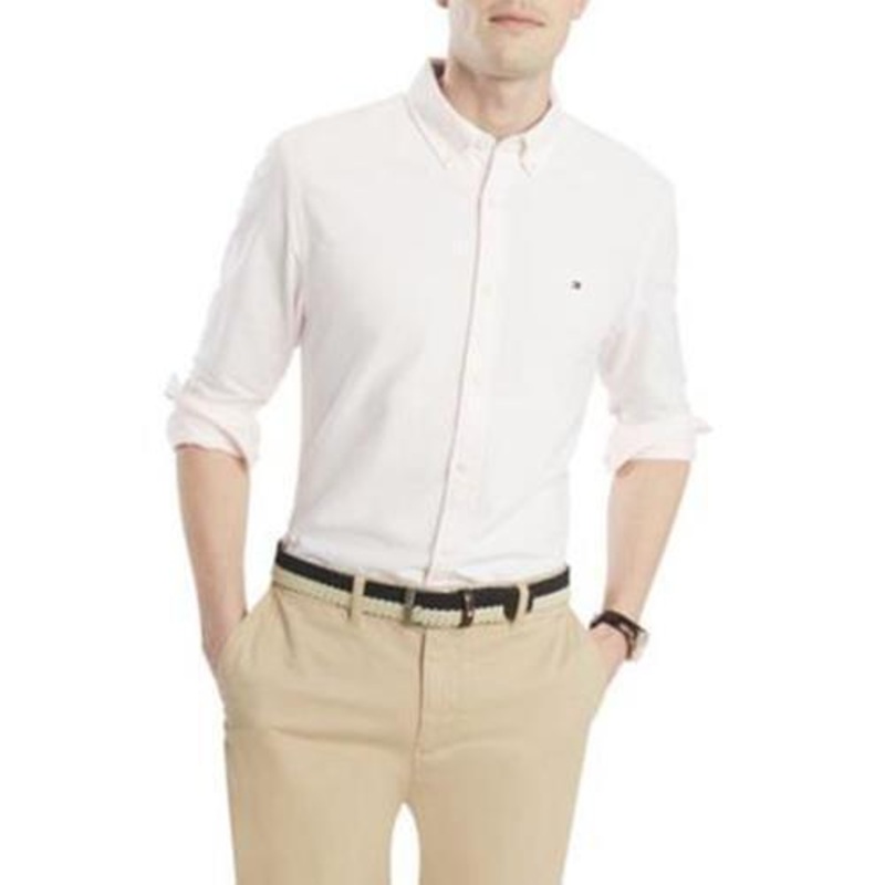 Tommy Hilfiger Mens New England Stripe Shirt Precious Pink Large