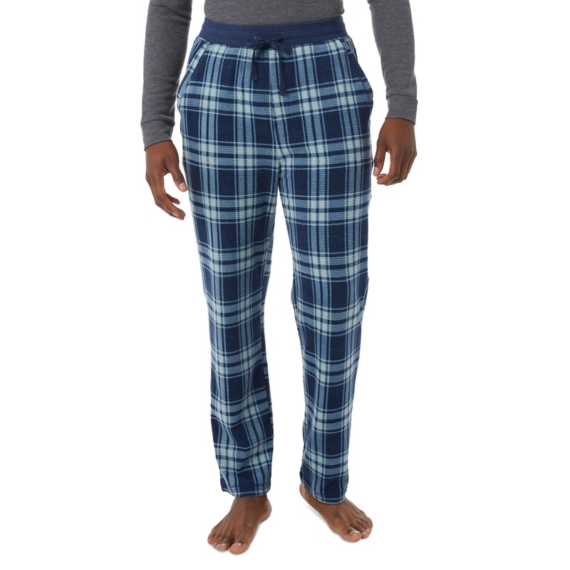 32 Degrees Men's Tapered Twill Plaid Pajama Pants Tartan Blue Small