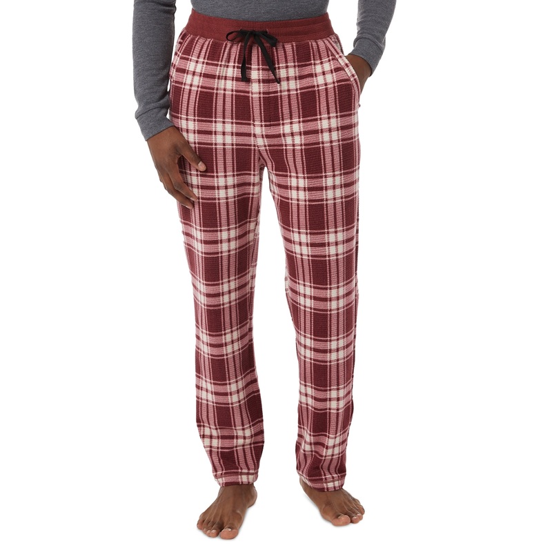 32 Degrees Men's Tapered Twill Plaid Pajama Pants Tartan Red Small