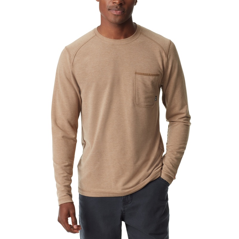 BASS OUTDOOR Mens Long Sleeve Fashion T Shirt Ermine Brown 2XL