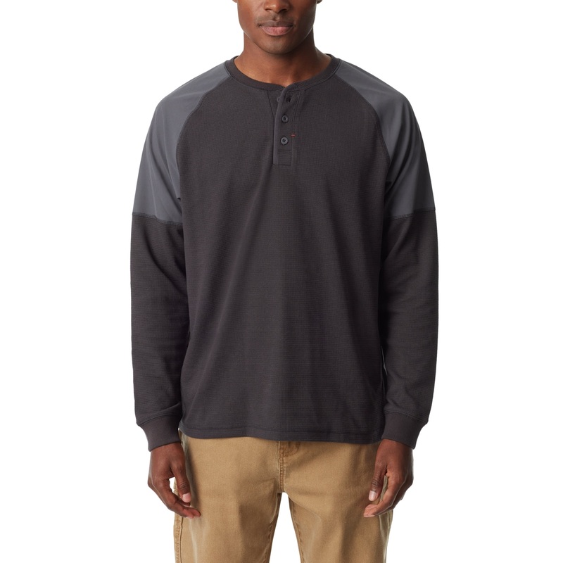 BASS OUTDOOR Mens Thermal Long Sleeve Raglan T Shirt Sleeve Forged Iron Large