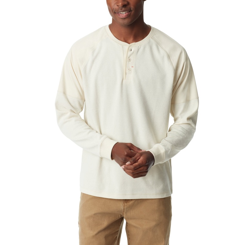 BASS OUTDOOR Mens Thermal Raglan Long Sleeve T Shirt Antique White XL
