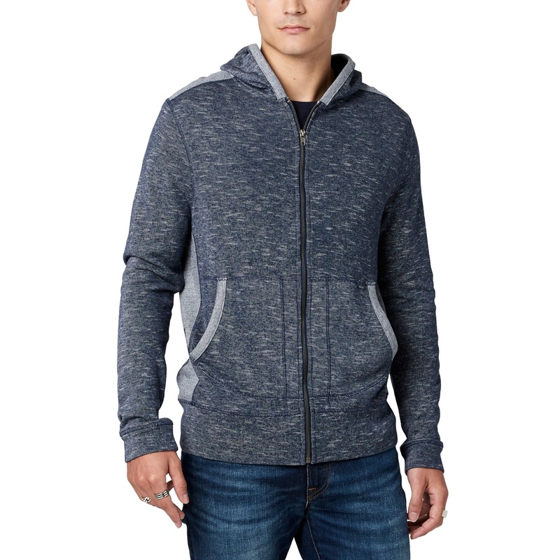 Buffalo David Bitton Men's Relaxed Fit Full Zip Hoodie Sweatshirt Blue Large