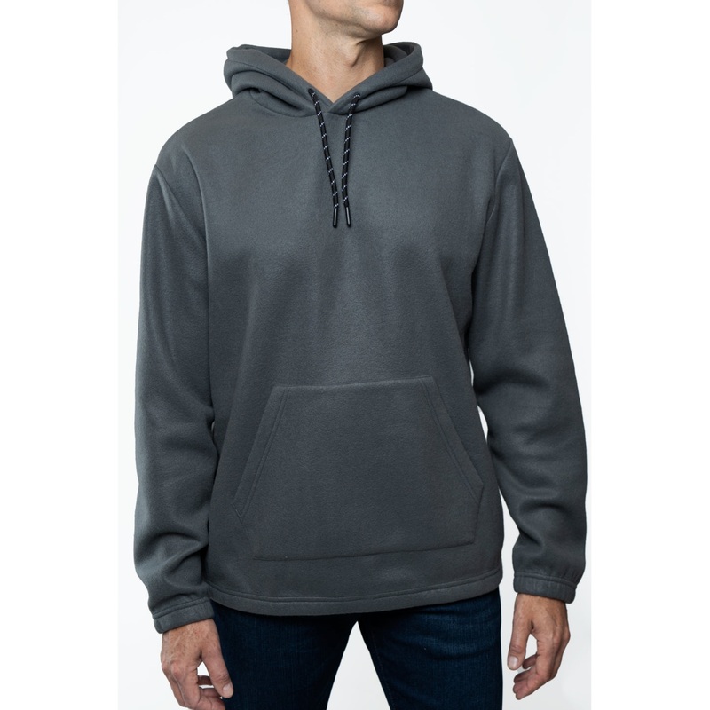 Lazar Mens Polar Fleece Pullover Hoodie Sweatshirt Grey XXL