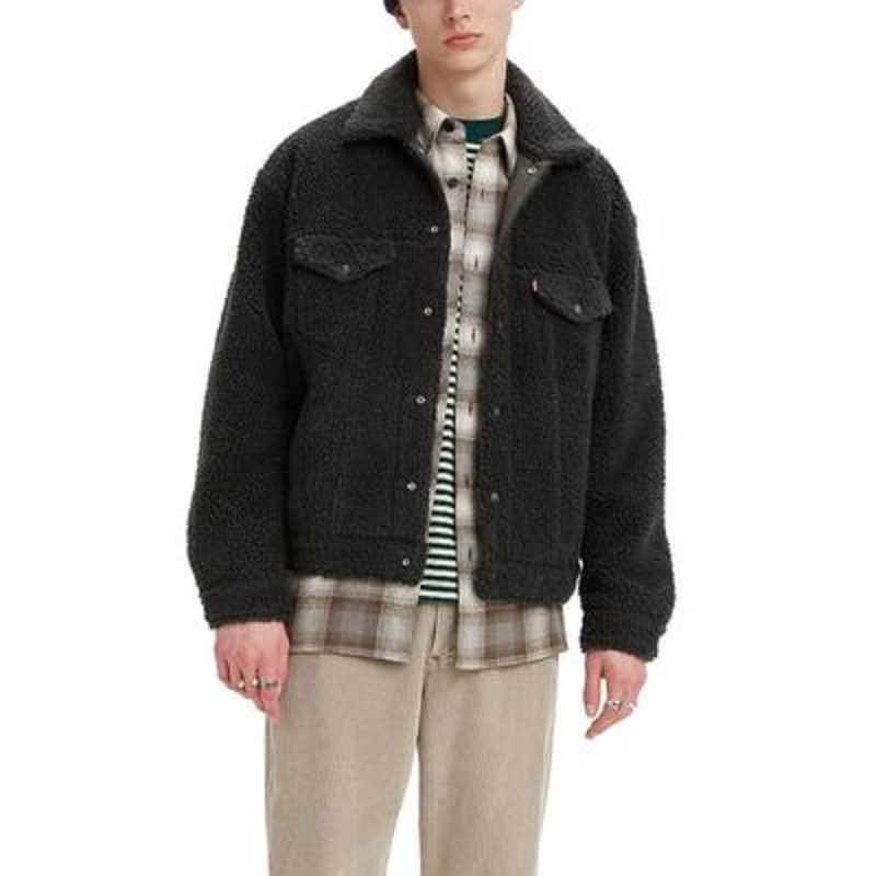 Levi's Men's Relaxed Fit Sherpa Fleece Trucker Jacket  Unexplored Black XXL