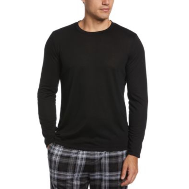 Perry Ellis Portfolio Men's Solid Long Sleeve Pajama T Shirt Black XL