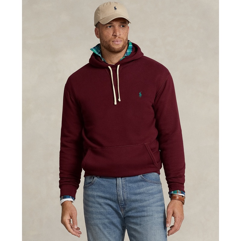 Polo Ralph Lauren Men's Big and Tall Fleece Hoodie Harvard Wine Red 3XLT