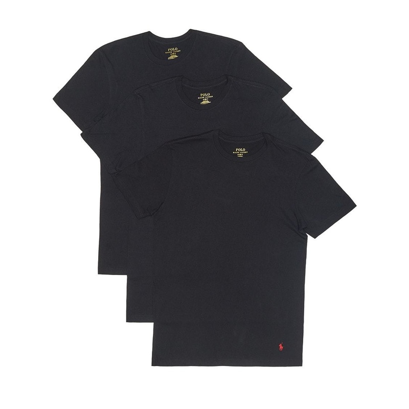 Polo Ralph Lauren Mens 3 Pack Classic Fit Crewneck T Shirts Black Large