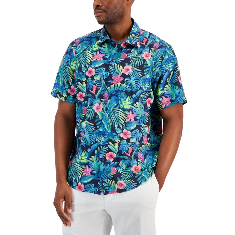 Tommy Bahama Mens Bahama Coast Short Sleeve Button Down Shirt Coastline XL