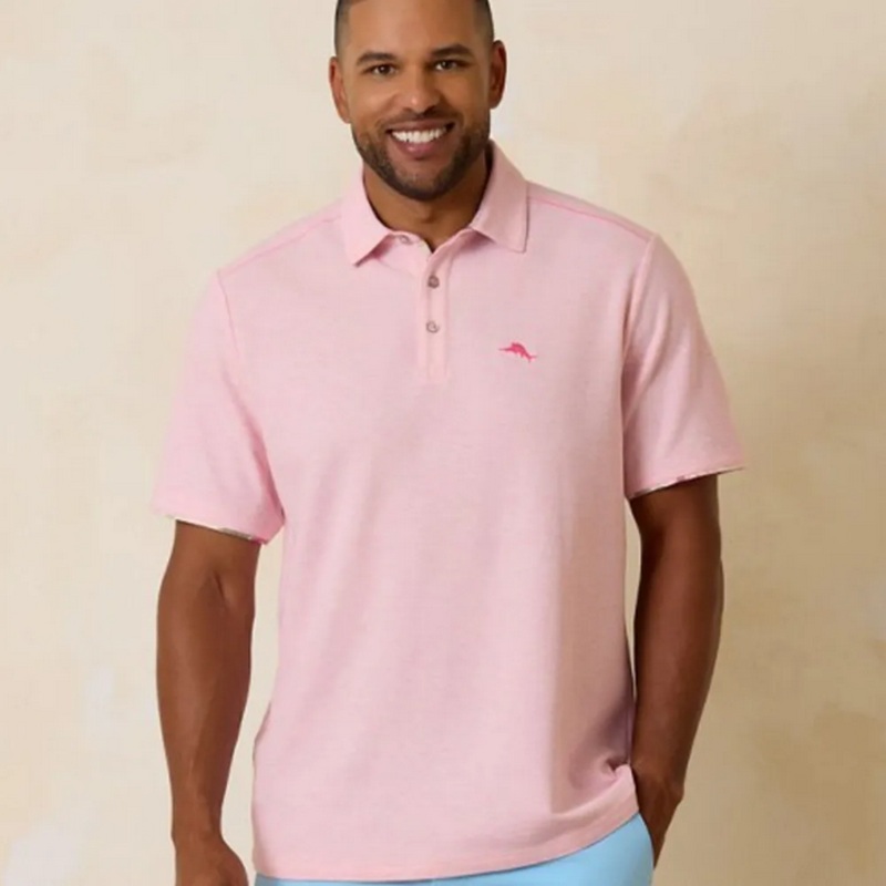 Tommy Bahama Mens Heavenly Blooms Five O Clock Polo Shirt XXL 2XLCabana Pink