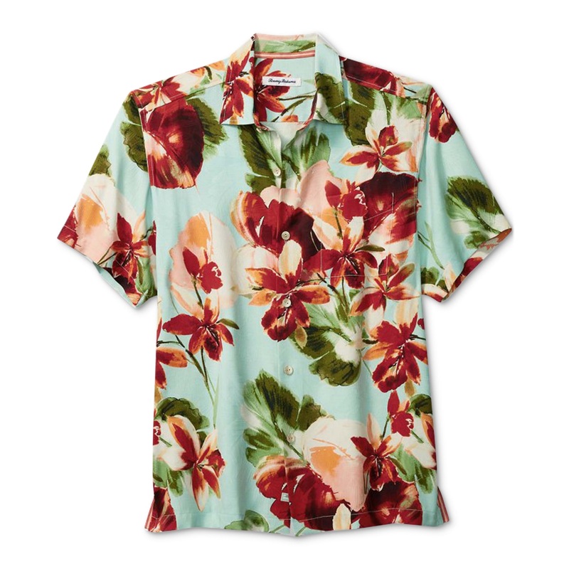 Tommy Bahama Mens La Esmeralda Floral Button Down Shirt Lt Caribbean Tile 3XL