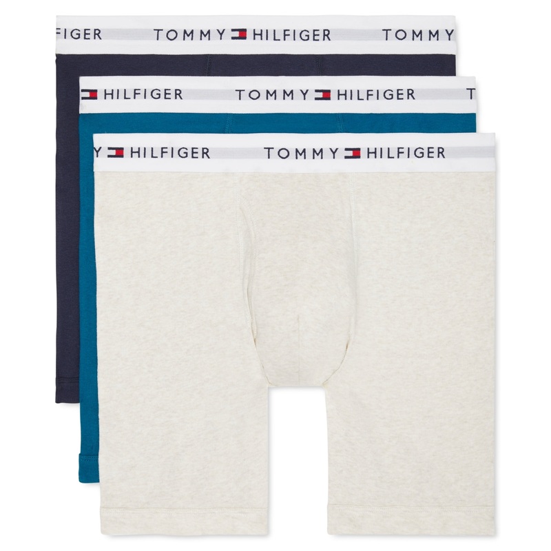 Tommy Hilfiger Men's 3 Pack Classic Cotton Boxer Briefs Blue Combo Small
