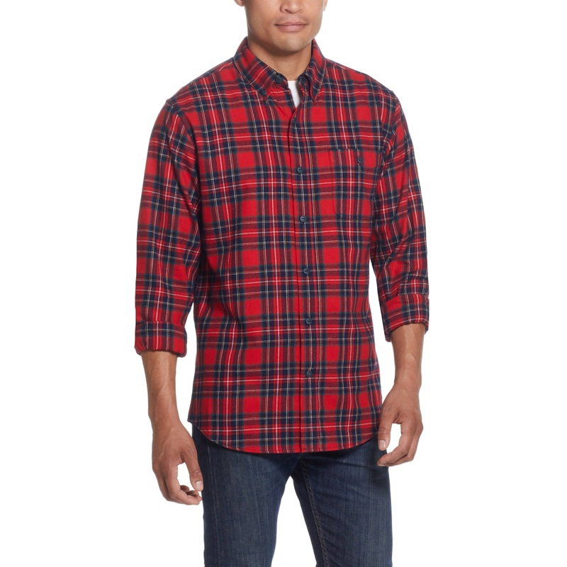 Weatherproof Vintage Mens Flannel Button Down Shirt Ant Red Medium