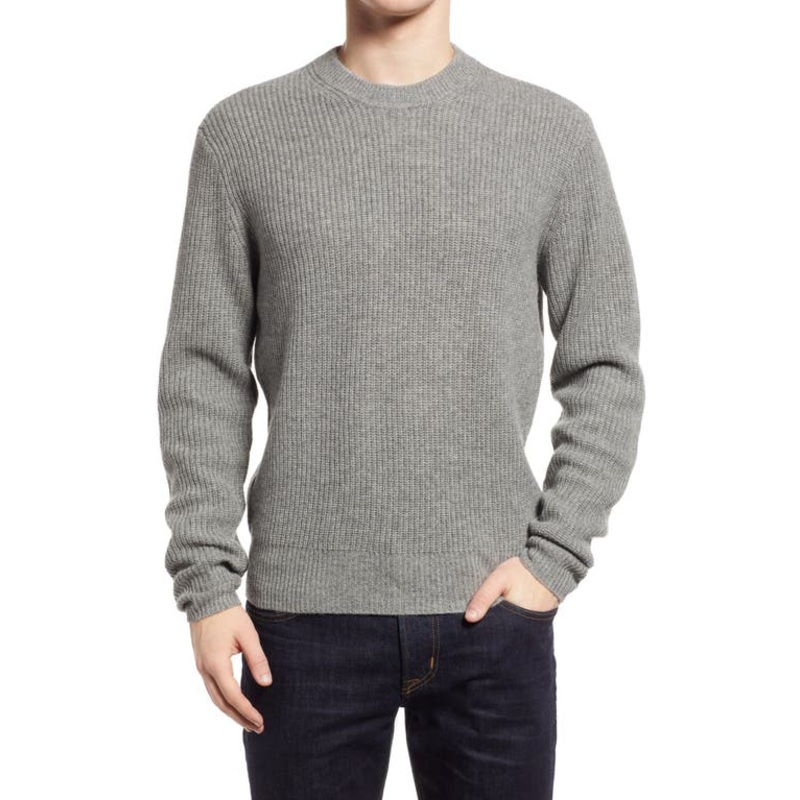 Alex Mill Jordan Mens Crewneck 100% Pure Cashmere Sweater Large Grey