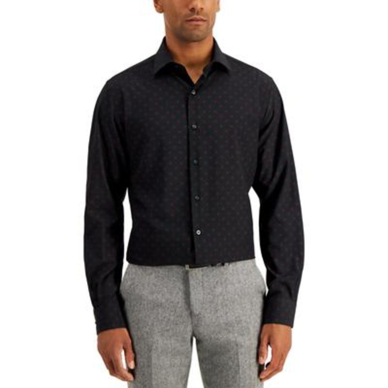 Alfani Men's Slim Fit 4 Way Stretch Dress Shirt Black 15 15.5 32 33