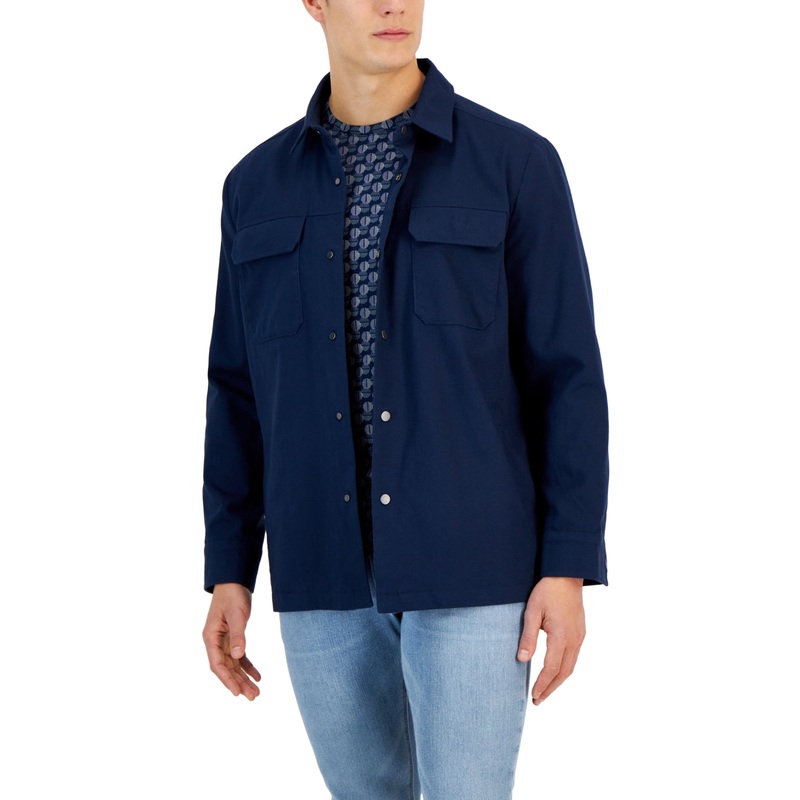 Alfani Men's Utility Four Pocket Shirt Jacket Blue XL