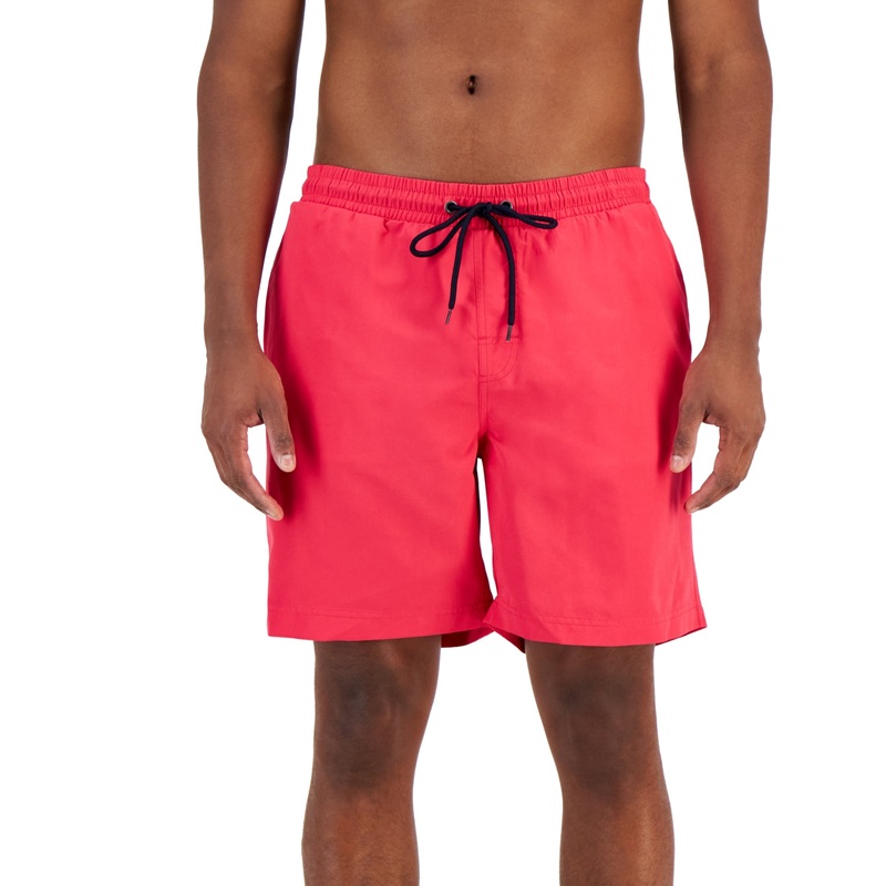 Club Room Men's Quick Dry Solid 7 Inseam Swim Trunks Pink Peacock  Medium