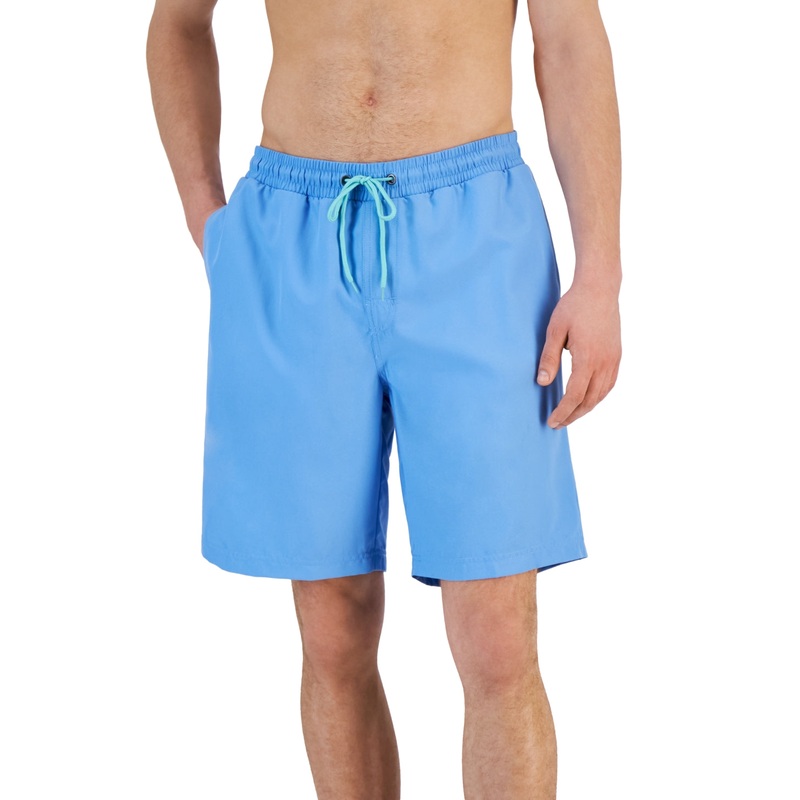 Club Room Men's Quick Dry Solid 9 Inseam Swim Trunks Blue Surf Medium