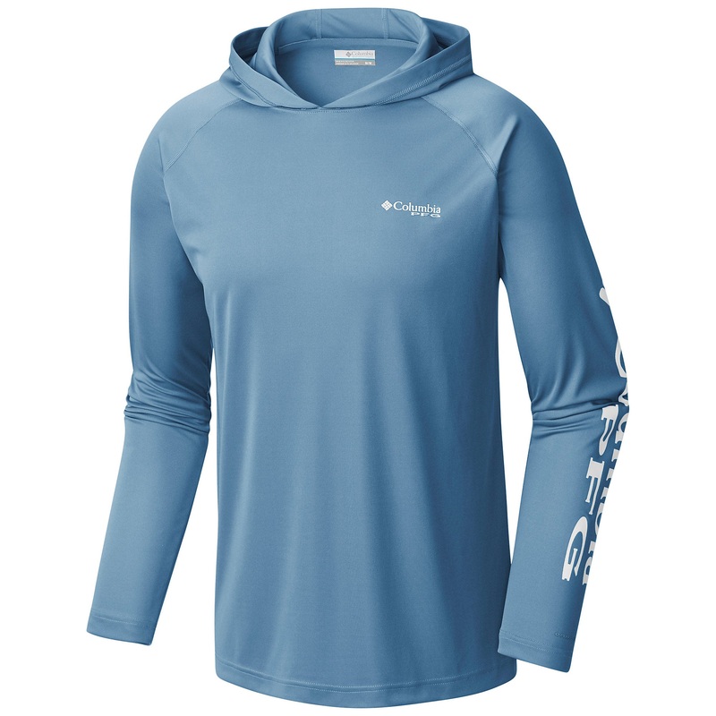 Columbia Mens Terminal Tackle Logo Hooded Sweatshirt Blue White Medium