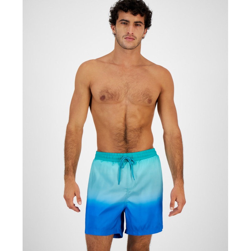 INC International Concepts Men's Sunrise Ombre Swim Trunks French Blue Combo Large
