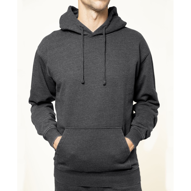 Lazer Men's Long Sleeve Popover Burnout Fleece Hoodie Sweatshirt Black Small