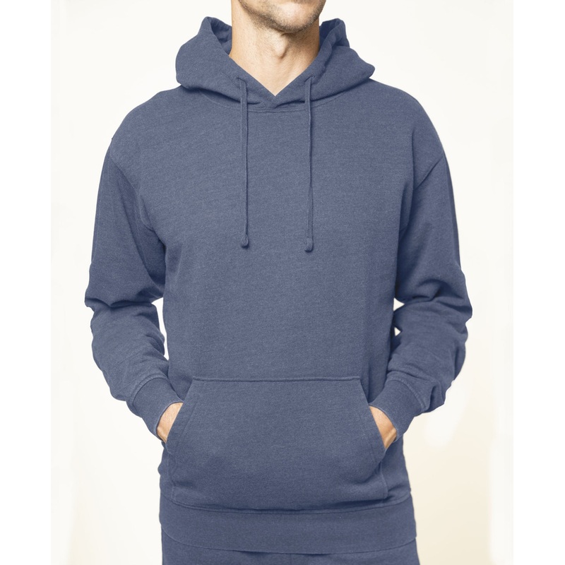 Lazer Men's Long Sleeve Popover Burnout Fleece Hoodie Sweatshirt Blue Small