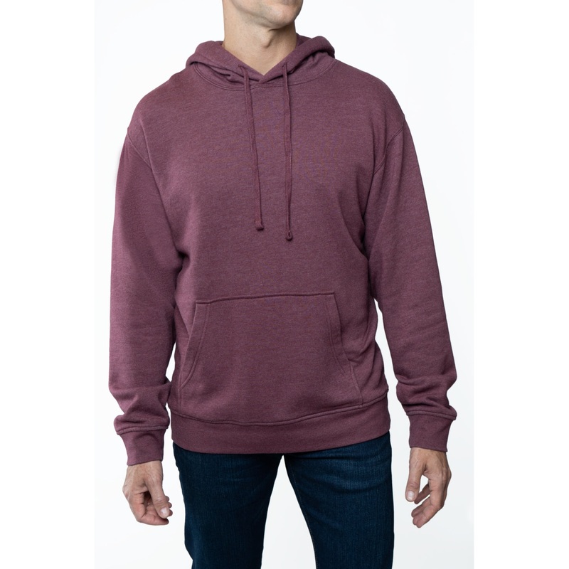 Lazer Men's Long Sleeve Popover Burnout Fleece Hoodie Sweatshirt Red Medium