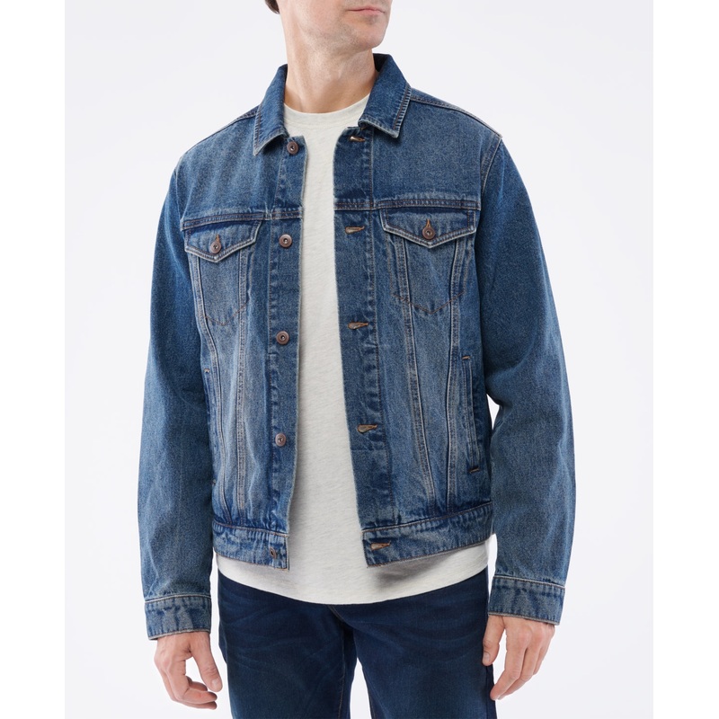Lazer Mens Denim Short Trucker Jacket Blue Medium