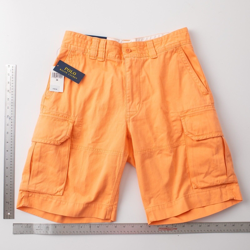 Polo Ralph Lauren Men's 10.5 Inseam Relaxed Fit Twill Cargo Shorts Orange 34