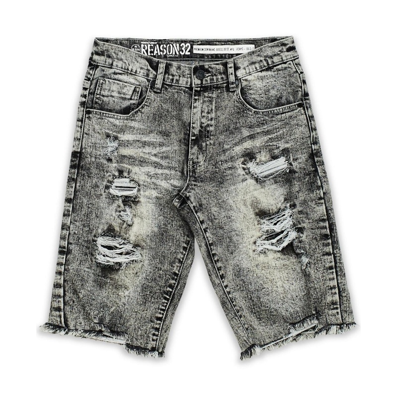 Reason Men's Owen Denim Shorts Light Grey 34
