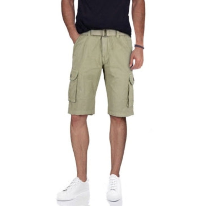 X Ray Men's Belted Twill Tape Cargo Shorts Stone Beige 30