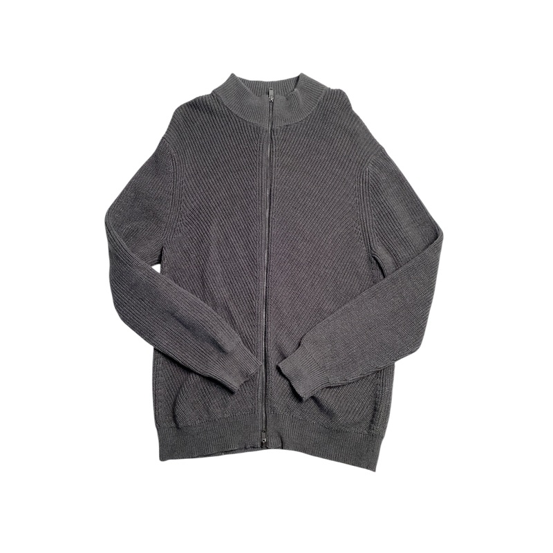 Alfani Men's Heavy Rib Zip Front Sweater Jacket Dark Lead Grey Medium