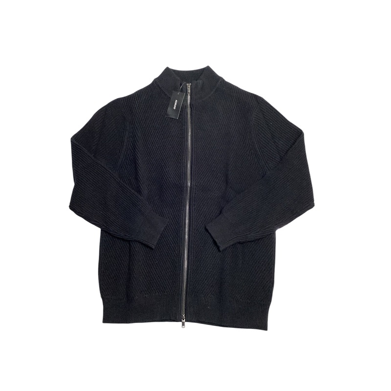Alfani Men's Heavy Rib Zip-Front Sweater Jacket Medium Deep Black