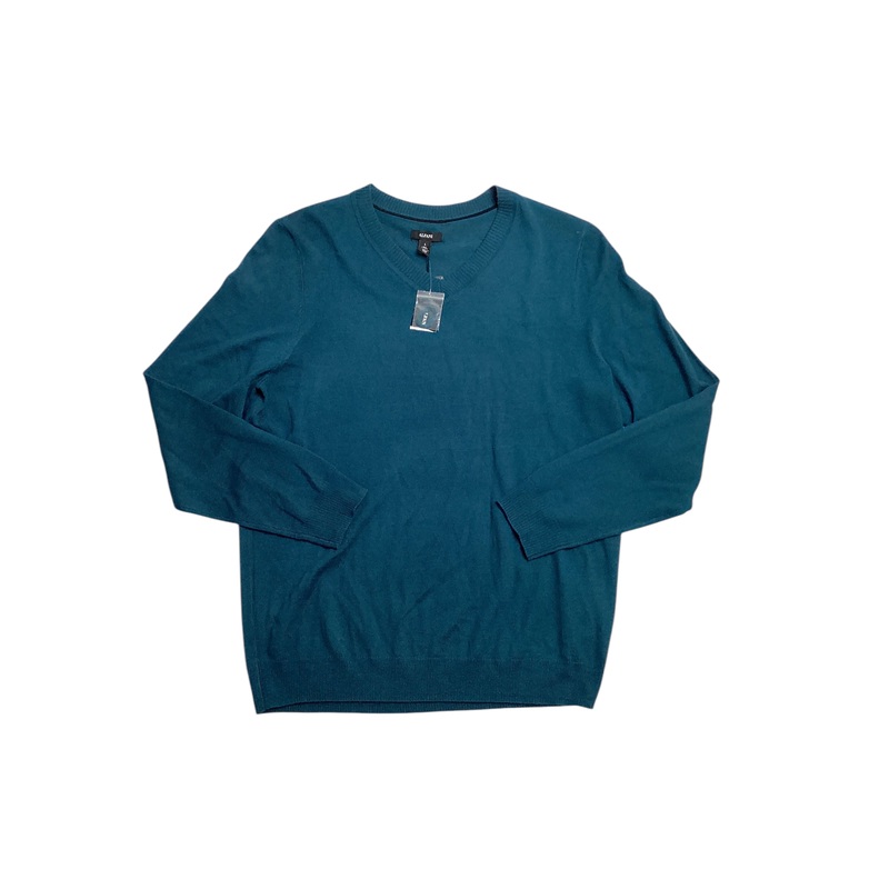 Alfani Men's Long Sleeve V Neck Merino Sweater Dark Blue Small