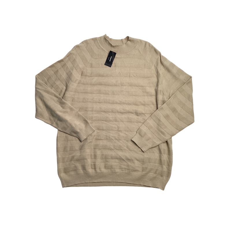 Alfani Men's Regular Fit Textured Stripe Mock Neck Sweater Twill Beige XXL