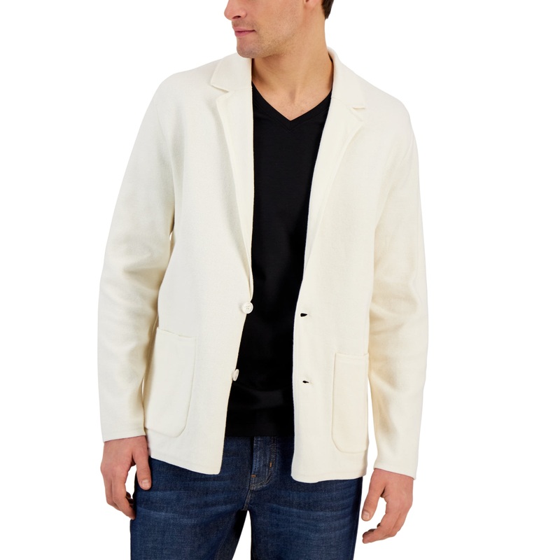 Alfani Men's Single Breasted Blazer Cardigan White Medium