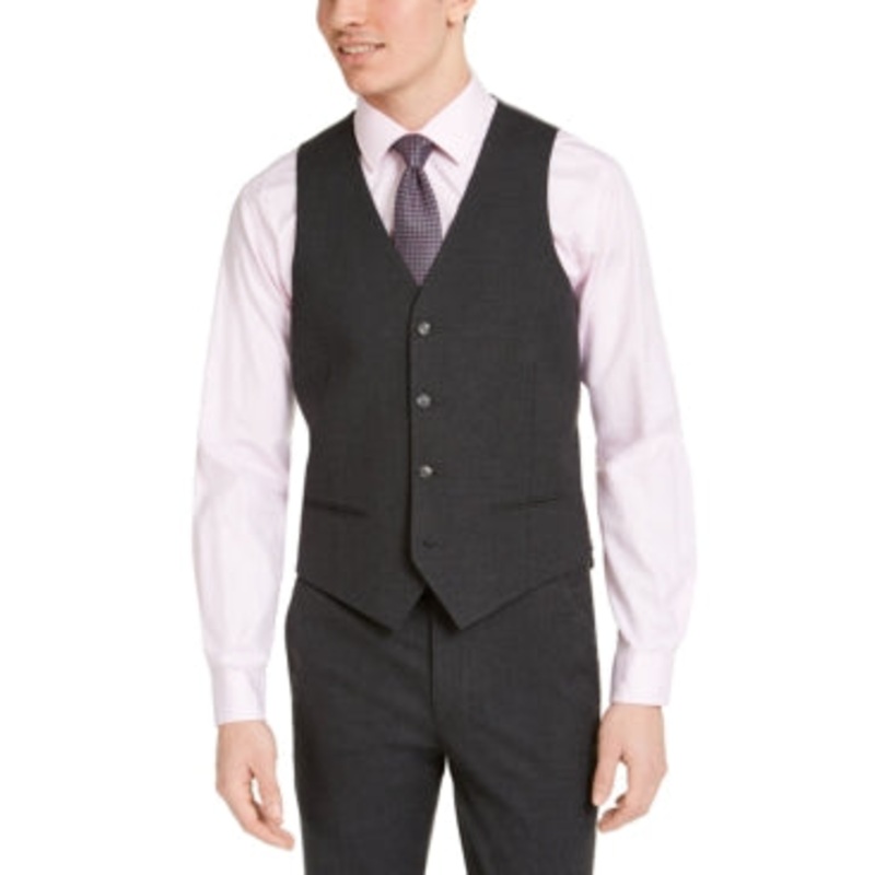 Alfani Men's Slim Fit Stretch Solid Suit Vest Charcoal XL