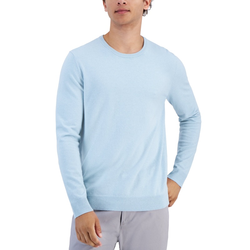 Alfani Men's Solid Crewneck Sweater Cloud Blue XL