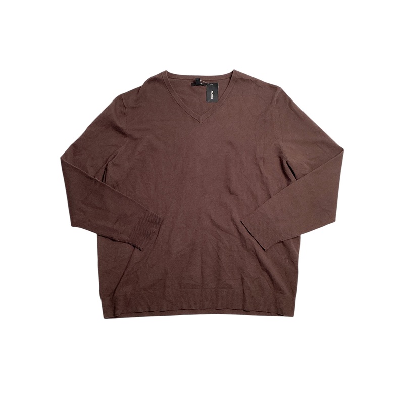 Alfani Men's Solid V Neck Cotton Sweater Coffee Bean Brown Large