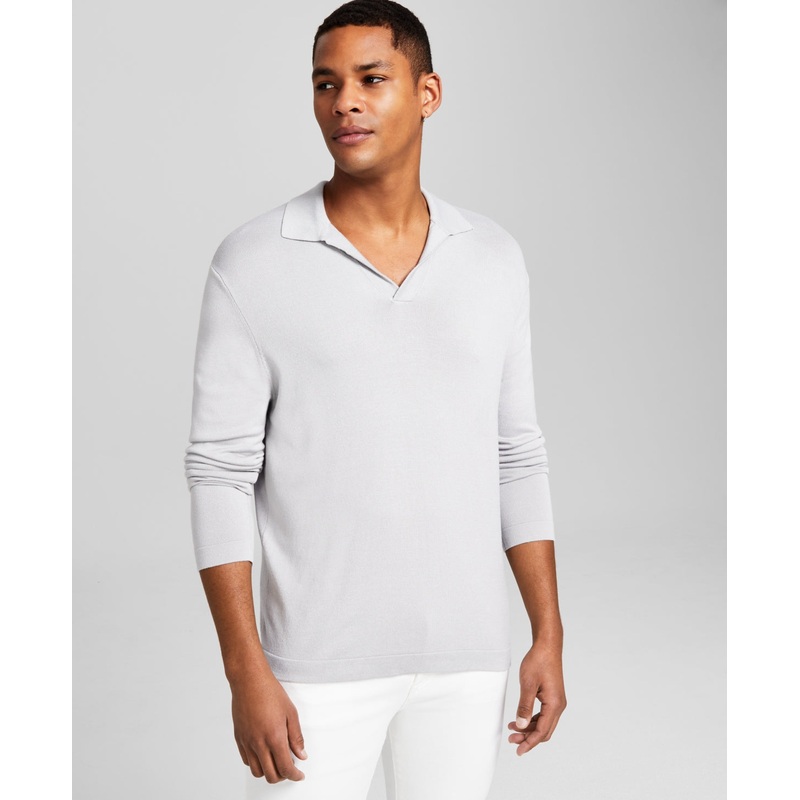And Now This Men's Polo V Neck Sweater Lunar Rock Grey Medium