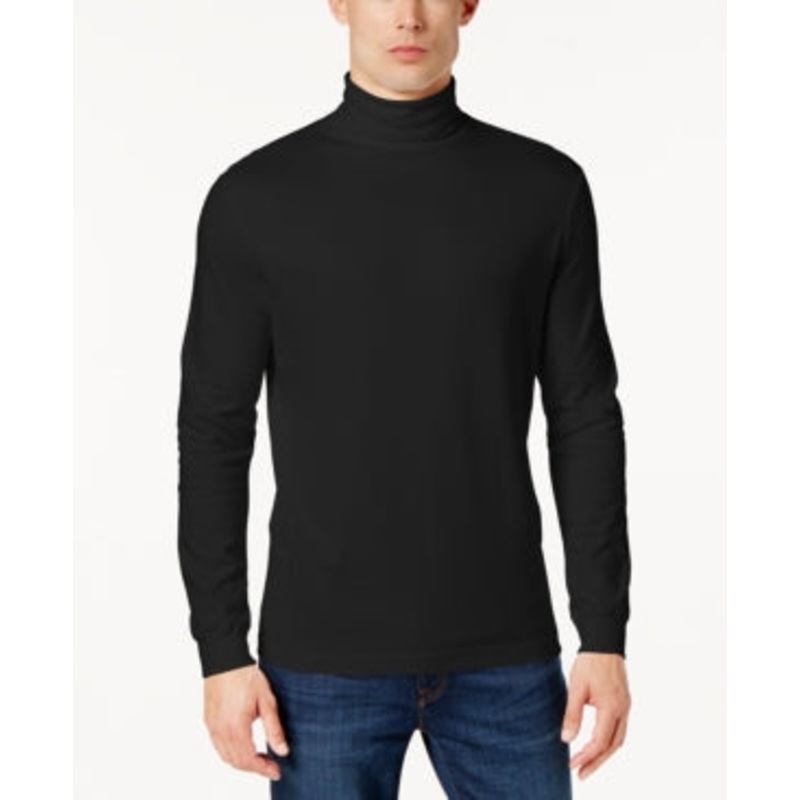 Club Room Men's Solid Turtleneck Shirt Deep Black XL