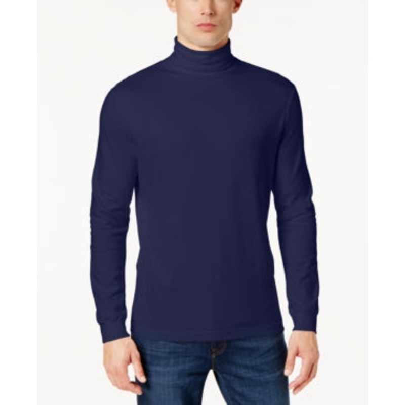 Club Room Men's Solid Turtleneck Shirt Navy Blue XL