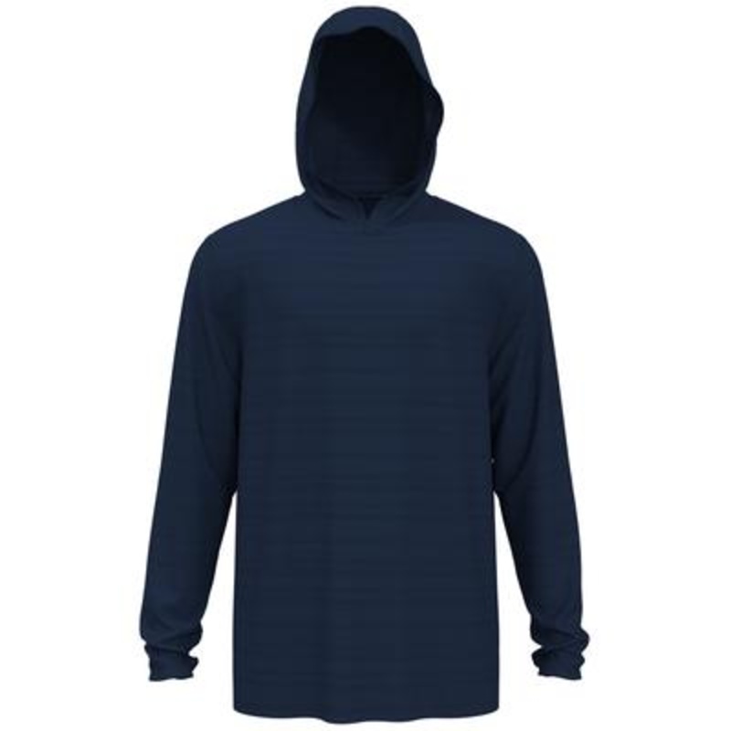 Pga Tour Men's Textured Stripe Golf Hoodie Sweatshirt Sargasso Sea Blue Large